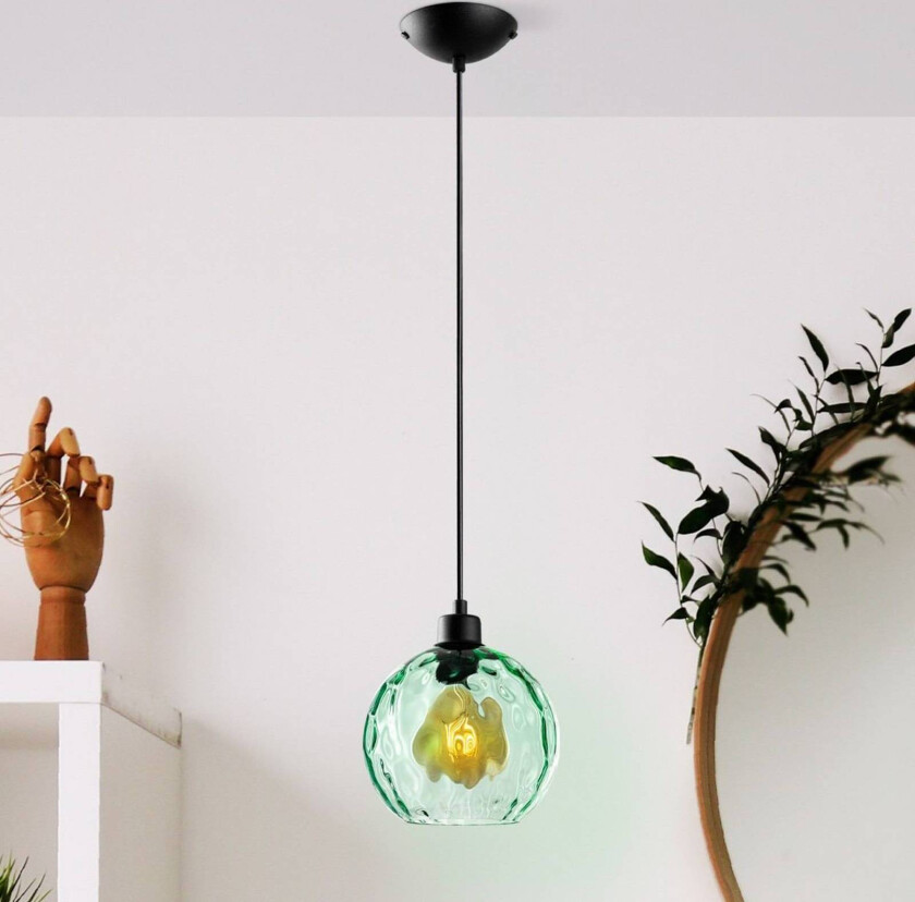 Benek pendellampe, grønn, glass, Ø 20 cm, E27