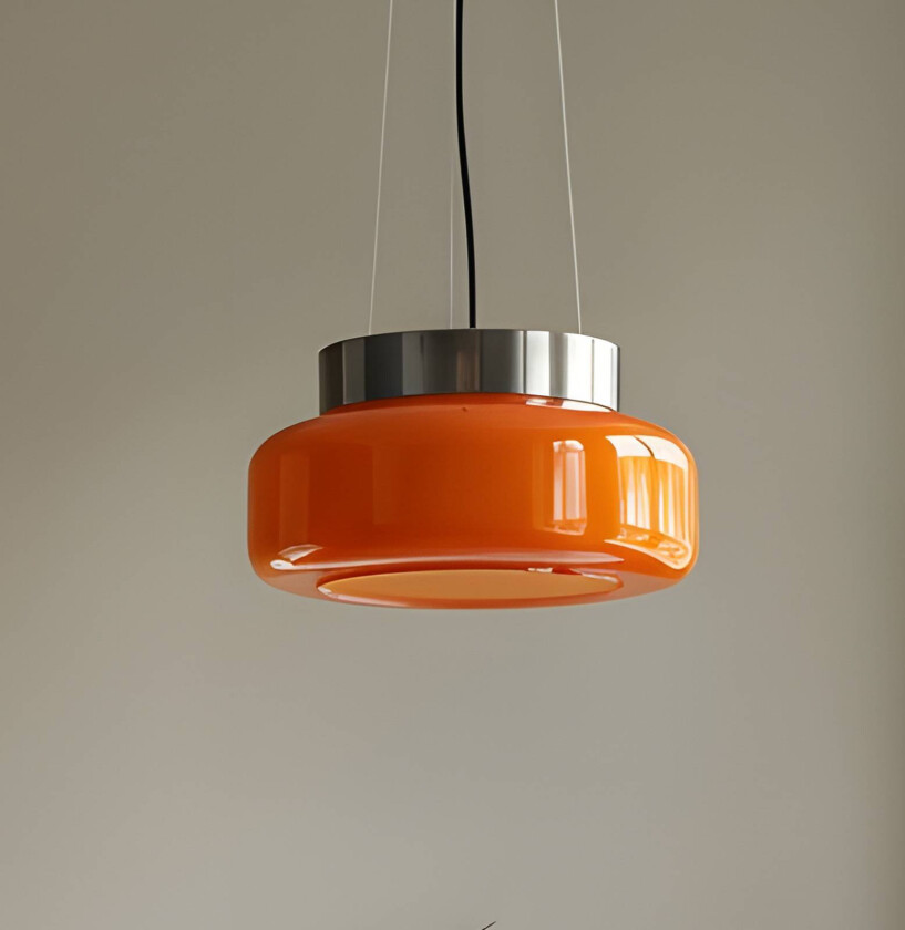 Hengelampe BonBon, oransje, Ø 25 cm, glass