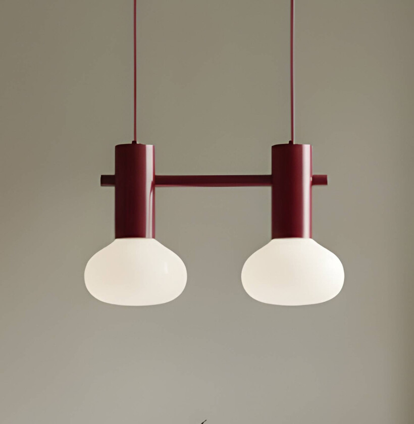 Hengelampe Flo, rød, 2 lyskilder, glass