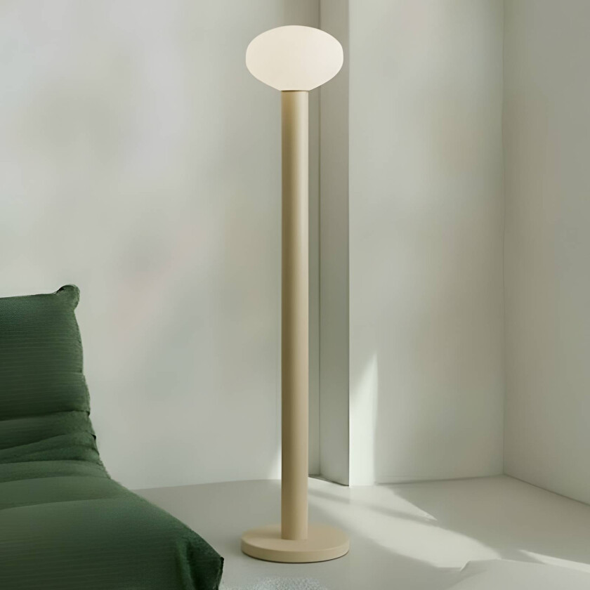 Gulvlampe Flo, beige, høyde 138 cm, 1 lyskilde, glass