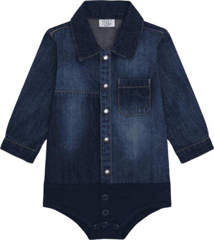 Hust and Claire Bertil skjortebody i denim, Blue Denim