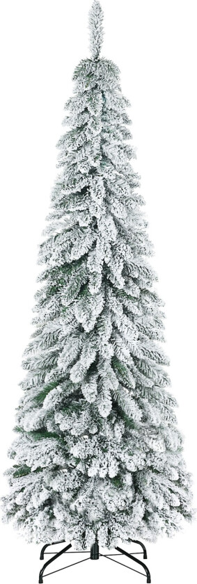 Kunstig juletre 180 cm kunstig juletre med kunstsnø og bunn, 523 grenspisser for festlig dekorasjon