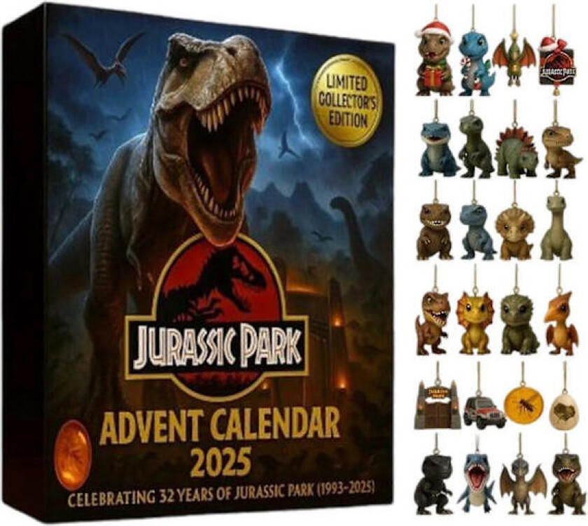 Jurassic Park kalender Jule Dinosaur Advent 2025 24 Dager Akryl 2025