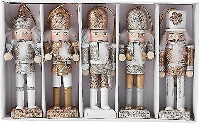 Alg Ifundom Nøtteknekker Julepynt, 5 Stykker Jule Nøtteknekker Ornamentsett, Tre Nøtteknekker Hengepynt For Juletreet