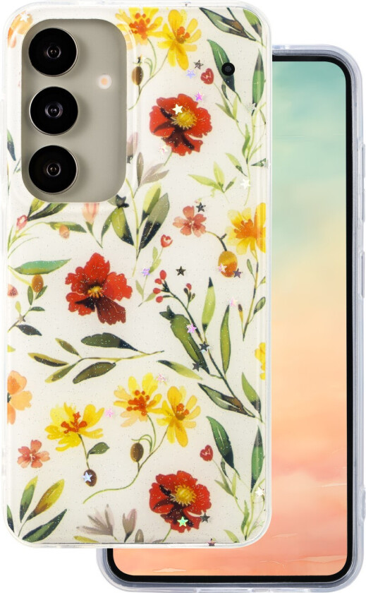 Glow Glam Deksel for Samsung Galaxy S25 - Hvit