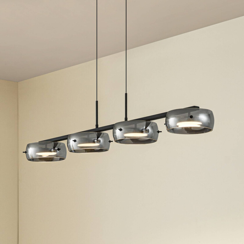 Lucande LED-hengelampe Martis, svart, 4 lyskilder, dimbar