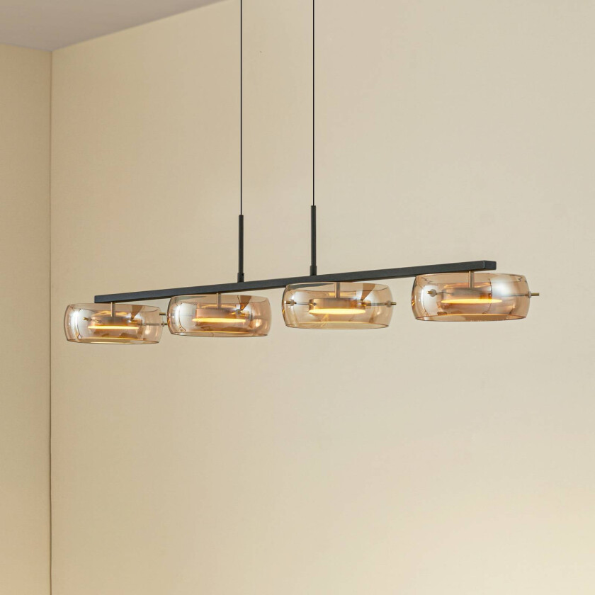 Lucande LED-hengelampe Martis, ravfarget, 4 lyskilder, dimbar