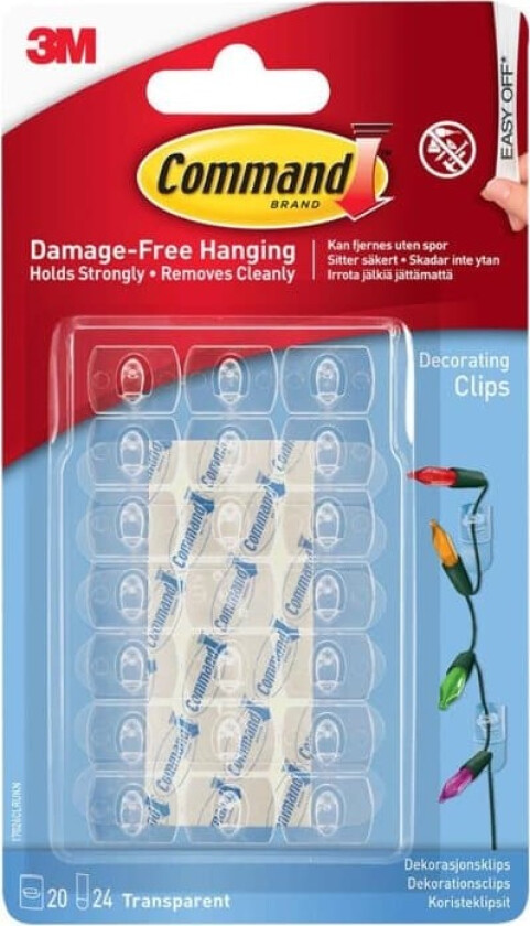 Command Clear Decorating Clips With Clear Strips (pack 20)