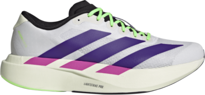 Adizero Evo SL Herre Cloud White/Collegiate Purple/Lime Burst 46