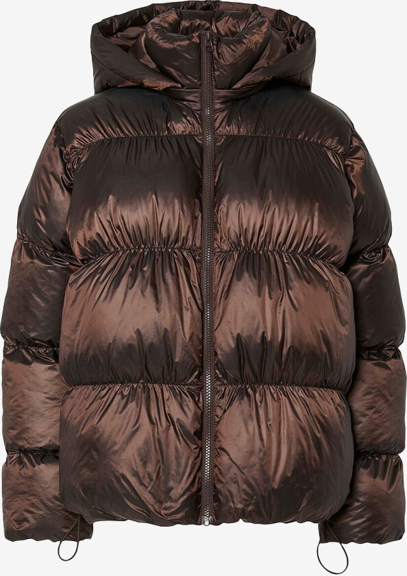 Pufferjakke pcMilla Shiny Puffer Jacket W. Hood - Brun
