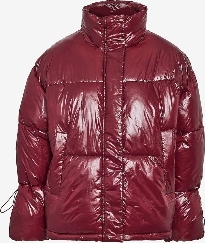 Jakke nmAllie Shiny Puffer Curve - Rød