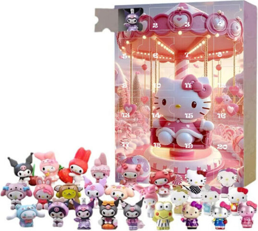 Søt kattekalenderboks, rosa kawaii julekalender overraskelsesboks, 24 deler juleblindboks