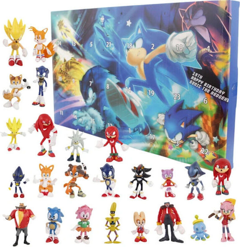 Sonic The Hedgehog Adventskalender 2025 - 24 Overraskelser med Eksklusive Samlefigurer, Adventskalender Overraskelsesjulegave for Barn-FA