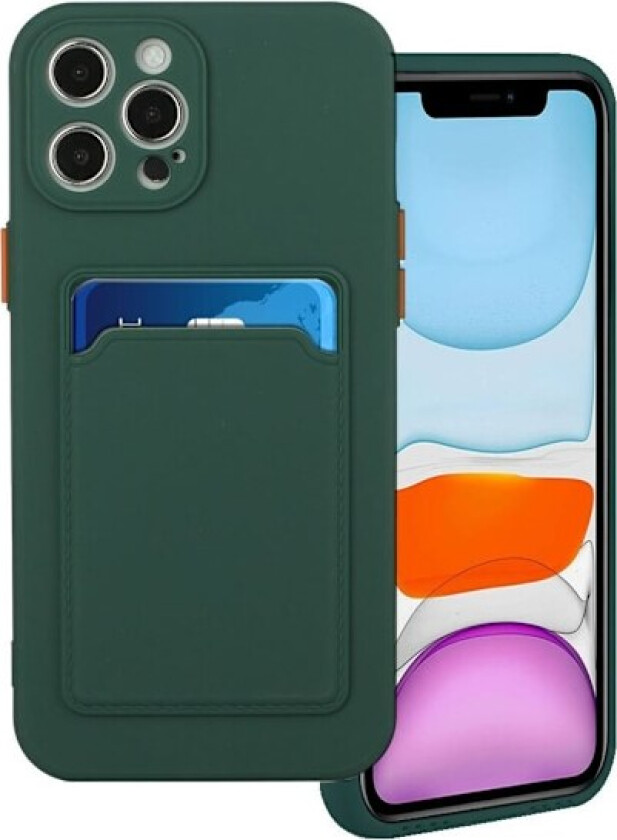 Card Holder Deksel til iPhone 12 / 12 Pro - Mørkegrønn