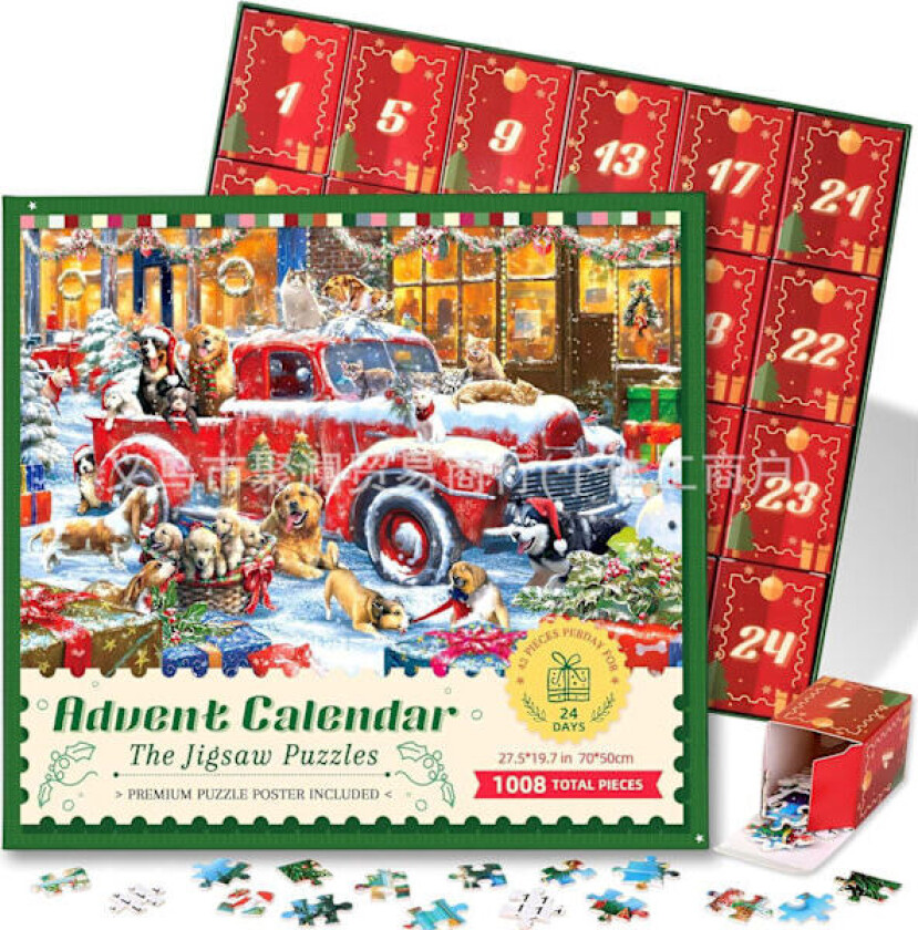 Adventskalender Puslespill 24 Dager til Jul Nedtelling Adventspuslespill