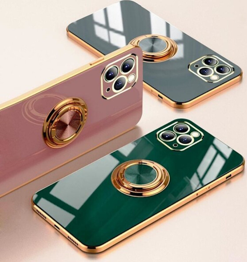 Luksuriøst stilig deksel ‘iPhone 13’ med ringstativfunksjon Gull