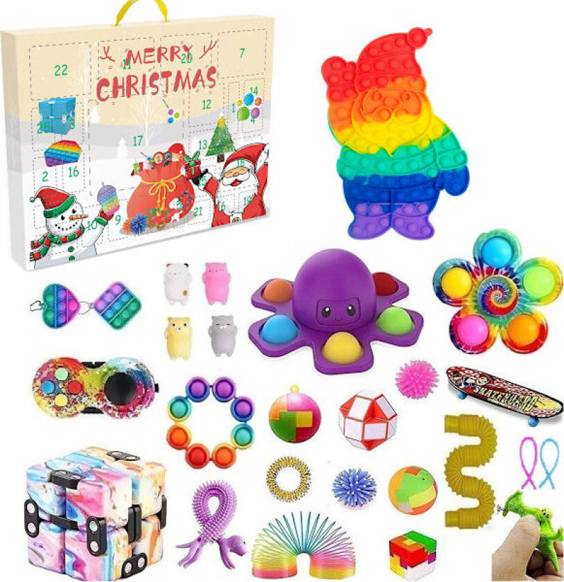 Adventskalender med Fidget Leker - Stressreduserende Fidget Leker i Blindboks for Barn (10 stk)