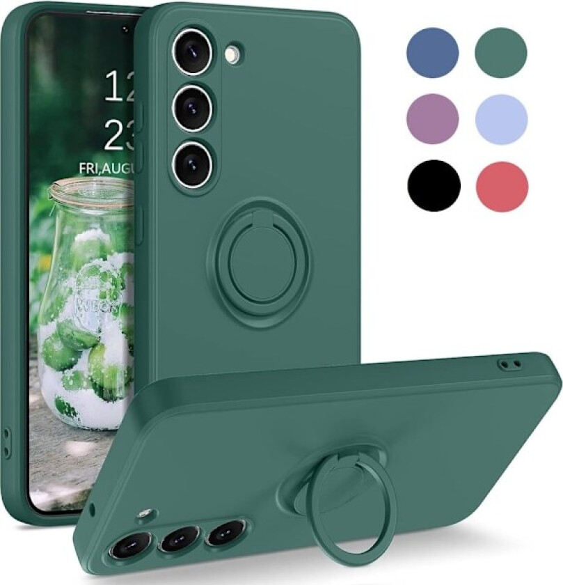 Samsung S23 - Velg Farge Silikondeksel Magnetisk Ringholder Grønn Grønn Grønn