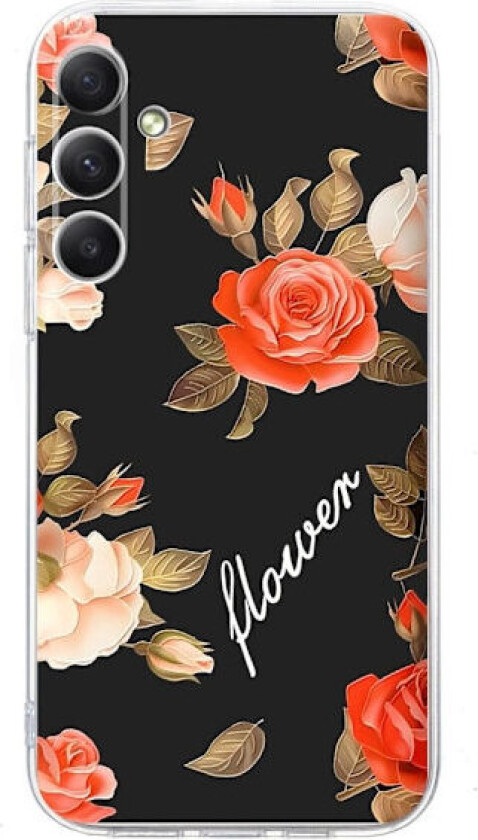 Vibe Samsung Galaxy A16 deksel - Svart Bakgrunn Blomster