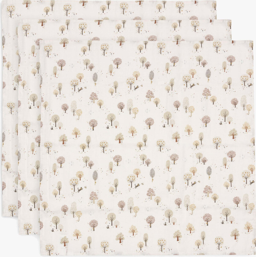 Musselinteppe 70x70 cm 3-Pakk, Tiny Park - Gulpekluter & Babytepper - 100% Bomull