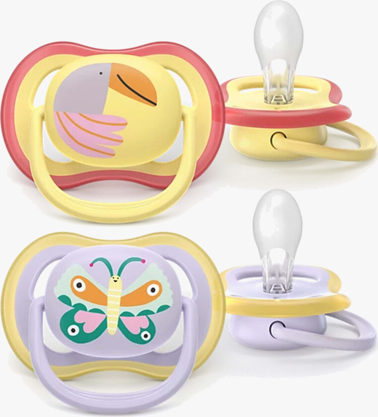 Avent Ultra Air Smokk 0-6m 2-Pakk, Lyselilla/Lysegul - Smokker - Silikon