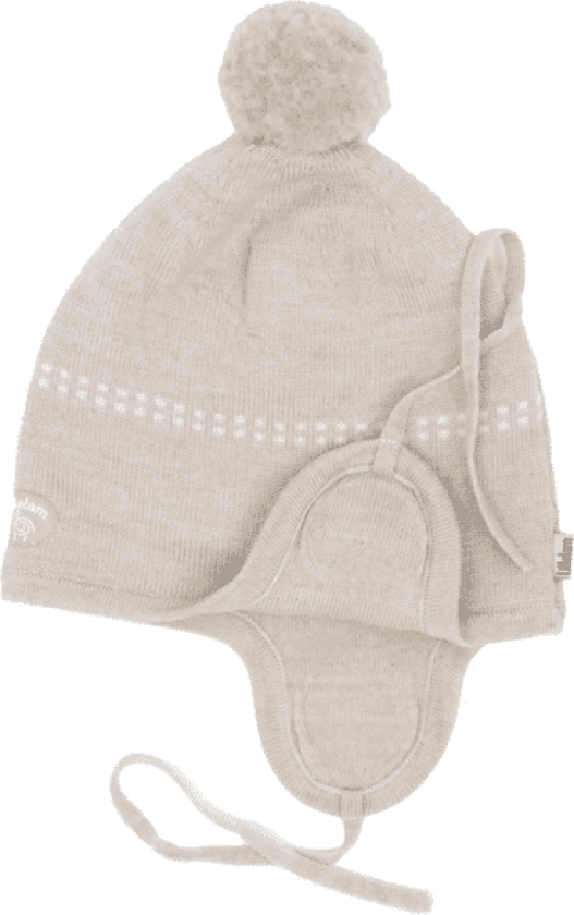 Classic dobbel lue i merinoull, Lys beige