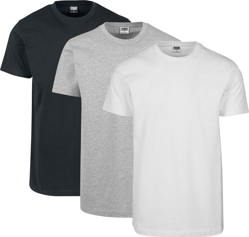 T-skjorte - Basic Tee 3-Pack - S til 4XL - Herrer - svart-grå-hvit