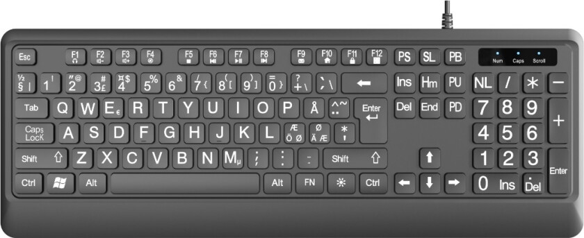 Eletra Big bakgrunnsbelyst kablet tastatur