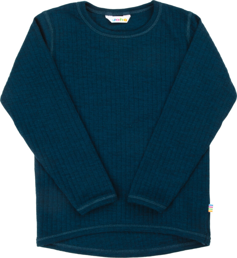 Langermet Skjorte I Ull Dark Turquoise Dark Turquoise-110 cm Blå 110 cm unisex