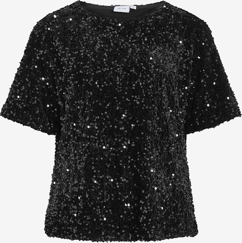 Paljettopp viFaith O-neck - Svart