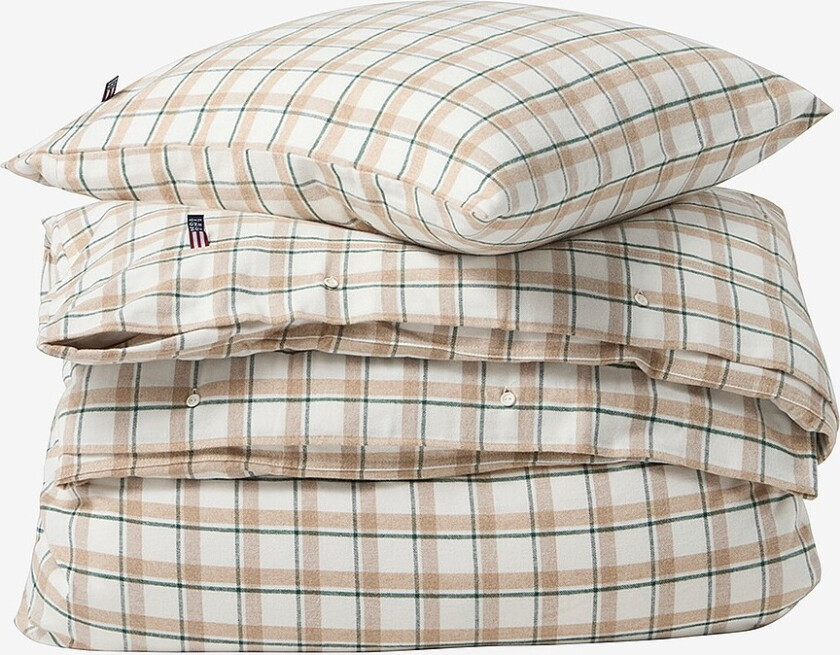 Sengesett Rutete bomullsflanell - Grønn