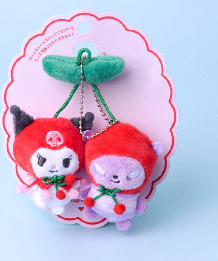 Mub - Kawaii Anime Sanrio-inspirerte Kirsebær Plysjdyr Veskeanheng Tegneserie Purin Hund Kuromi Katt Dukke Nøkkelring Jentegaver