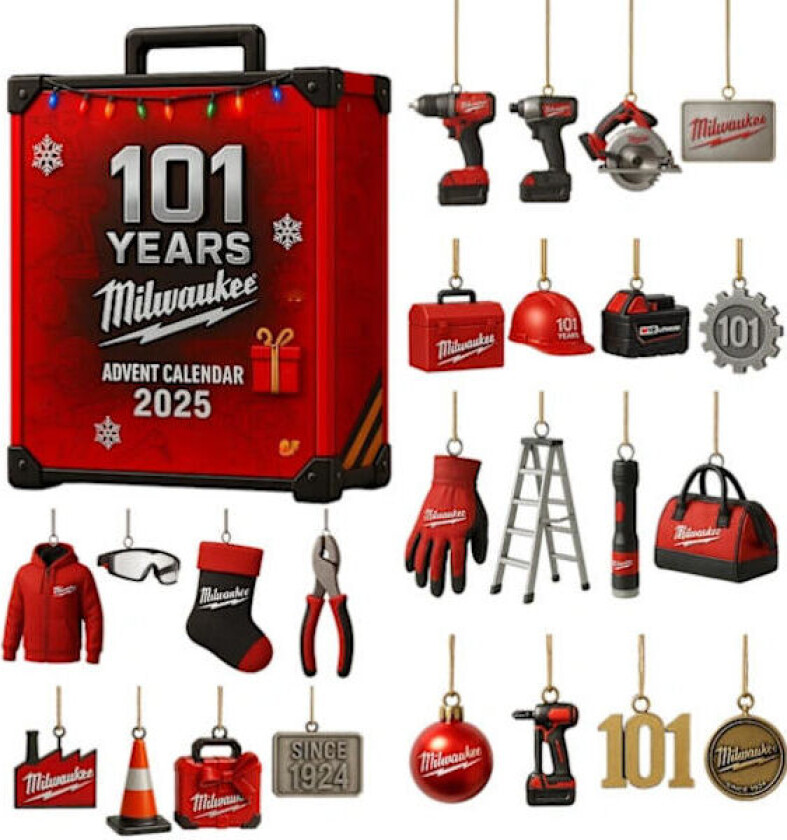 Milwaukee 101st Adventskalender, julegave i form av et 2D hengende akryl ornament, den perfekte julegaven for Milwaukee-fans