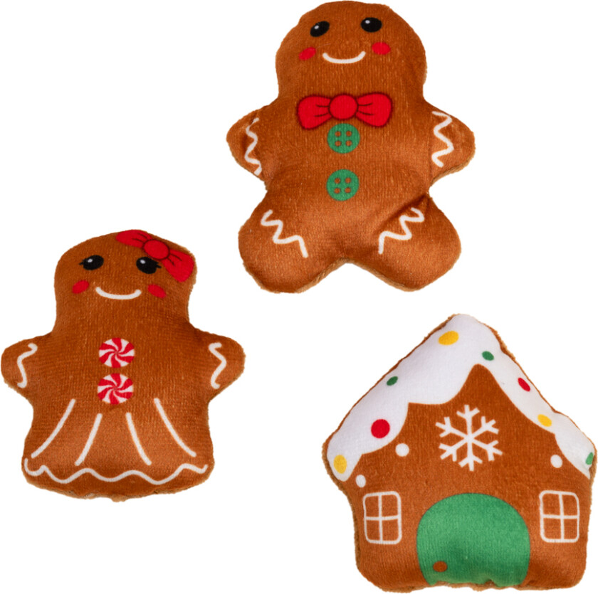 kattelekesett pepperkakefamilie - sett med 3 stk