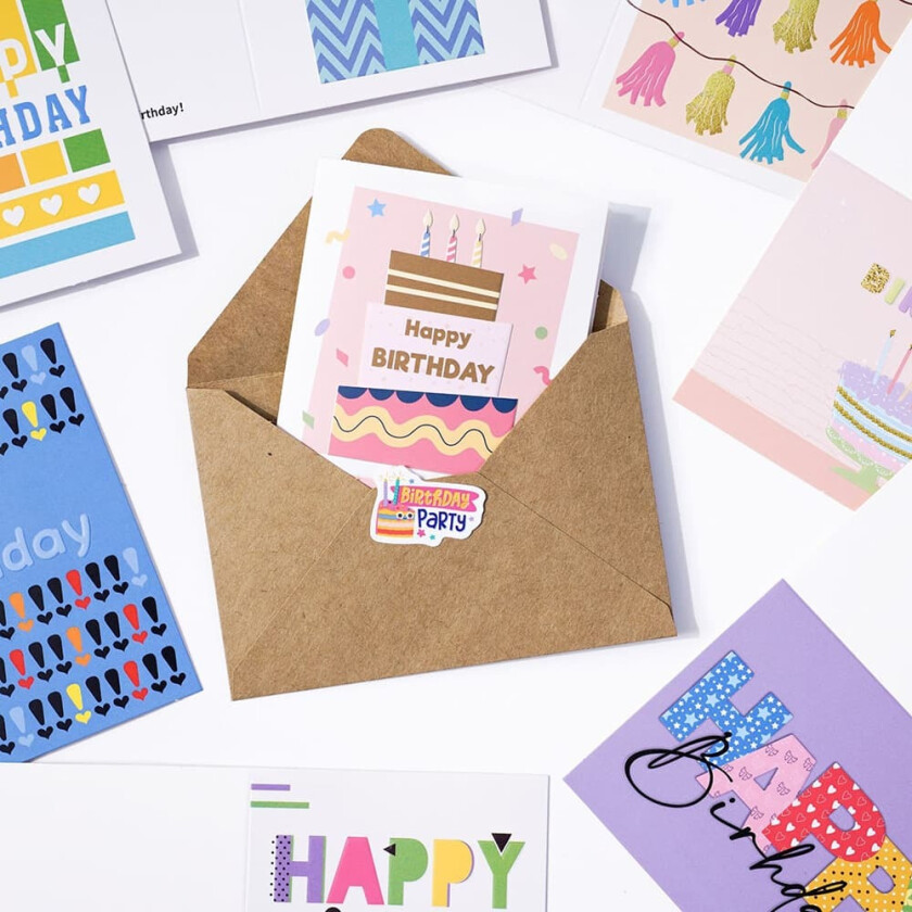 Bilde av Bursdagskort med konvolutter 20-pakning