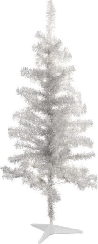 Happy kunstig juletre med lys, sølv, 120 cm