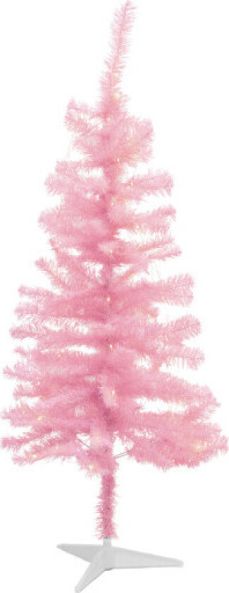Happy kunstig juletre med lys, rosa, 120 cm