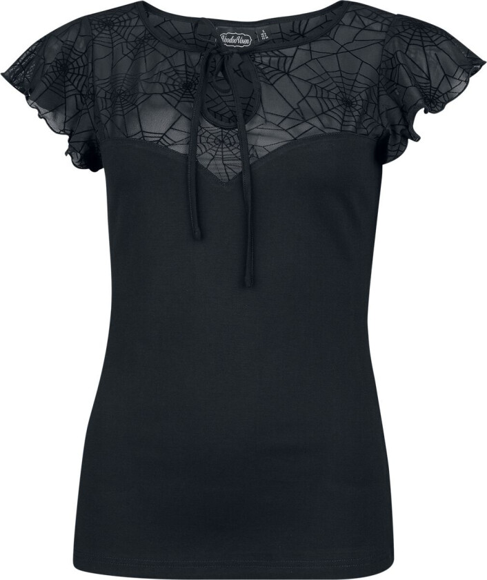 Rockabilly T-skjorte - Spider Web Lace Top - S til 4XL - Damer - svart