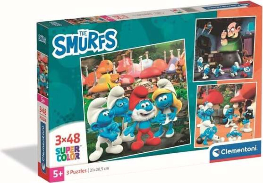 Jigsaw Puzzle Square Smurfs 3x48pcs. Gulv