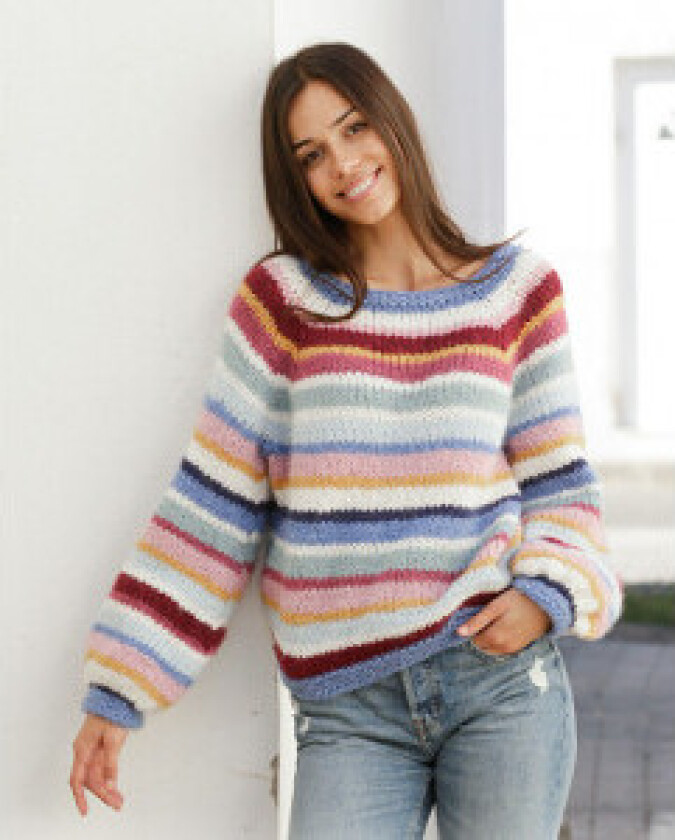 Bilde av  Happy Stripes by DROPS Design - Genser Strikkeoppskrift str. S - XXXL - XXX-Large