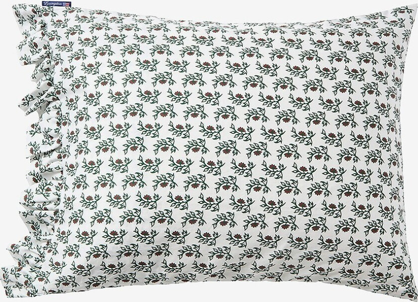 Putetrekk Flower Printed Cotton Sateen - Rød