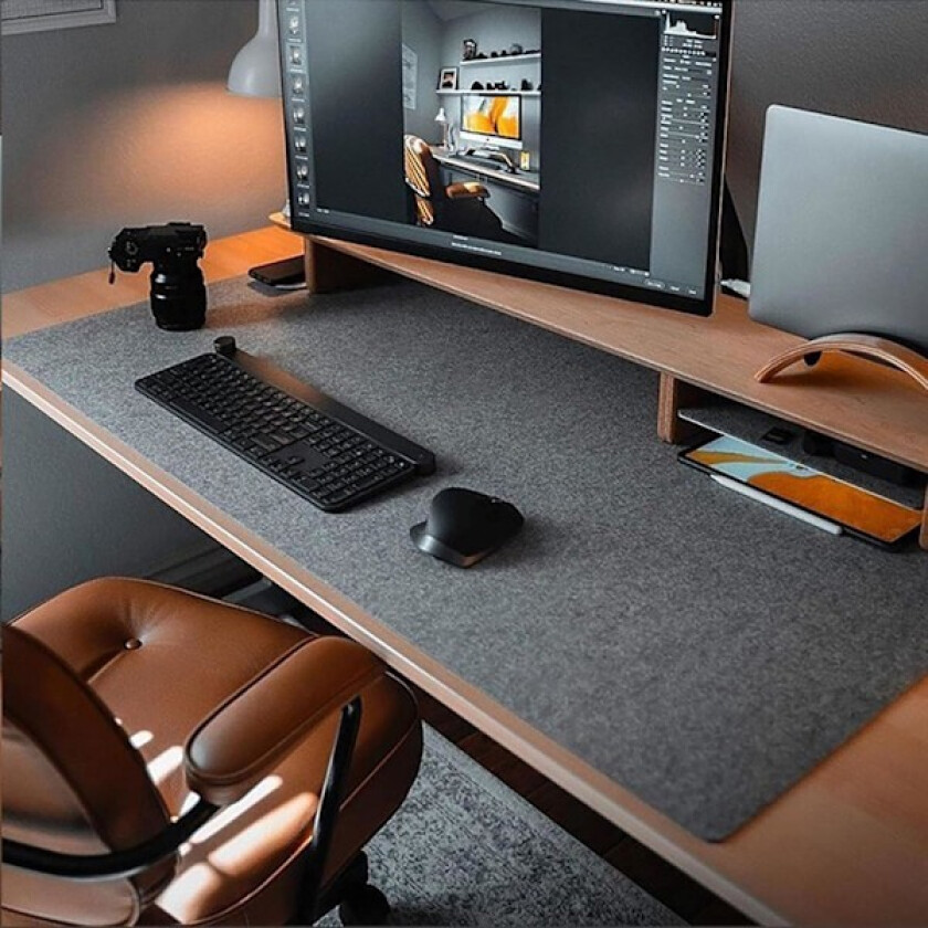 Stor Filt Tastatur- og Musematte, 900x400x30mm, Filt Skrivebordsmatte/Bordbeskyttere