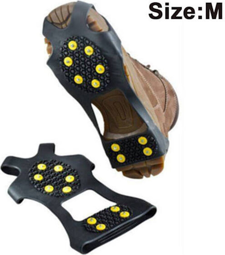 Isbrodder, Issåler Traksjonsbrodder Sko og Støvler Gummi Snøsko Pigger Stegjern med 10 Stålpigger Hindrer Utendørsaktiviteter Fra