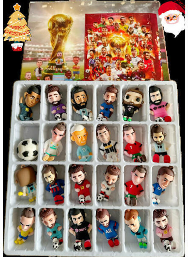 Jud- Høykvalitets Adventskalender Verdenscup 2025 Fotball VM Jule Blind Box Messi, Haaland, Mbappe, Cairo etc R{AZC}