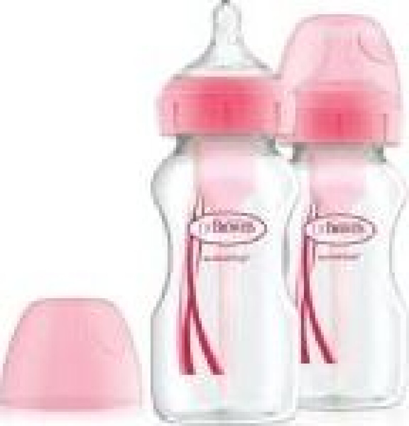 Dr Browns Baby tåteflaske bred hals Alternativer+ 0m+ rosa 270ml 2 stk (WB92601)