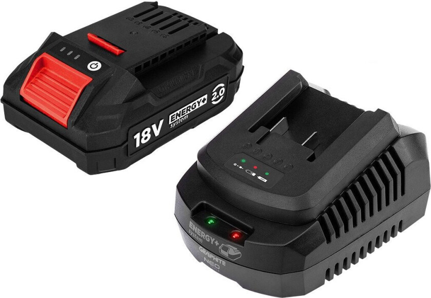 Grafitt Energy+ 58GE131-1 Batteripakke til Verktøy – inkl. lader, 18V, 2Ah