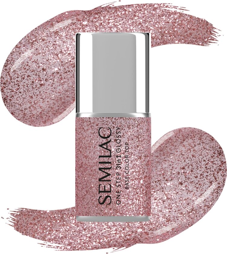 UV Gel Polish One Step 3in1 Glossy S250 Glitter Pink
