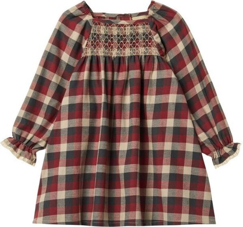 Bilde av Bella kjole til barn, Red Blue Check