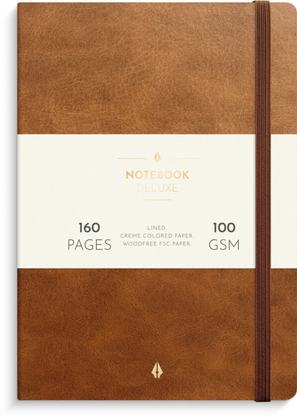 Notatbok A5 linjert Deluxe Cognac