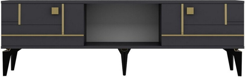 Varno TV-benk 150 cm - Antrasitt/Gull